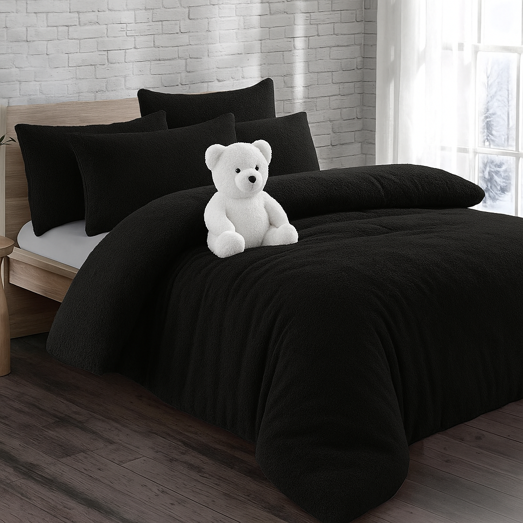 Genuine Teddy Bear Soft Cosy & Warm Fleece Duvet Set – Feel like Lamb Wool