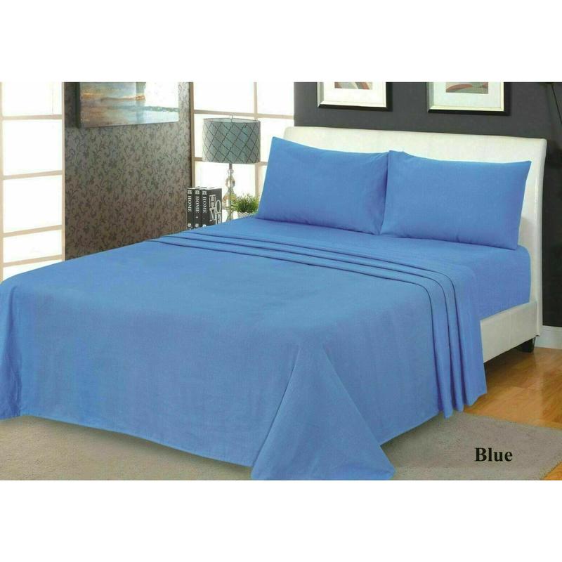 100% Soft Brushed Cotton Thermal Flannelette Extra Deep Sheet Fitted, Matching Flat Sheet with Pillowcases