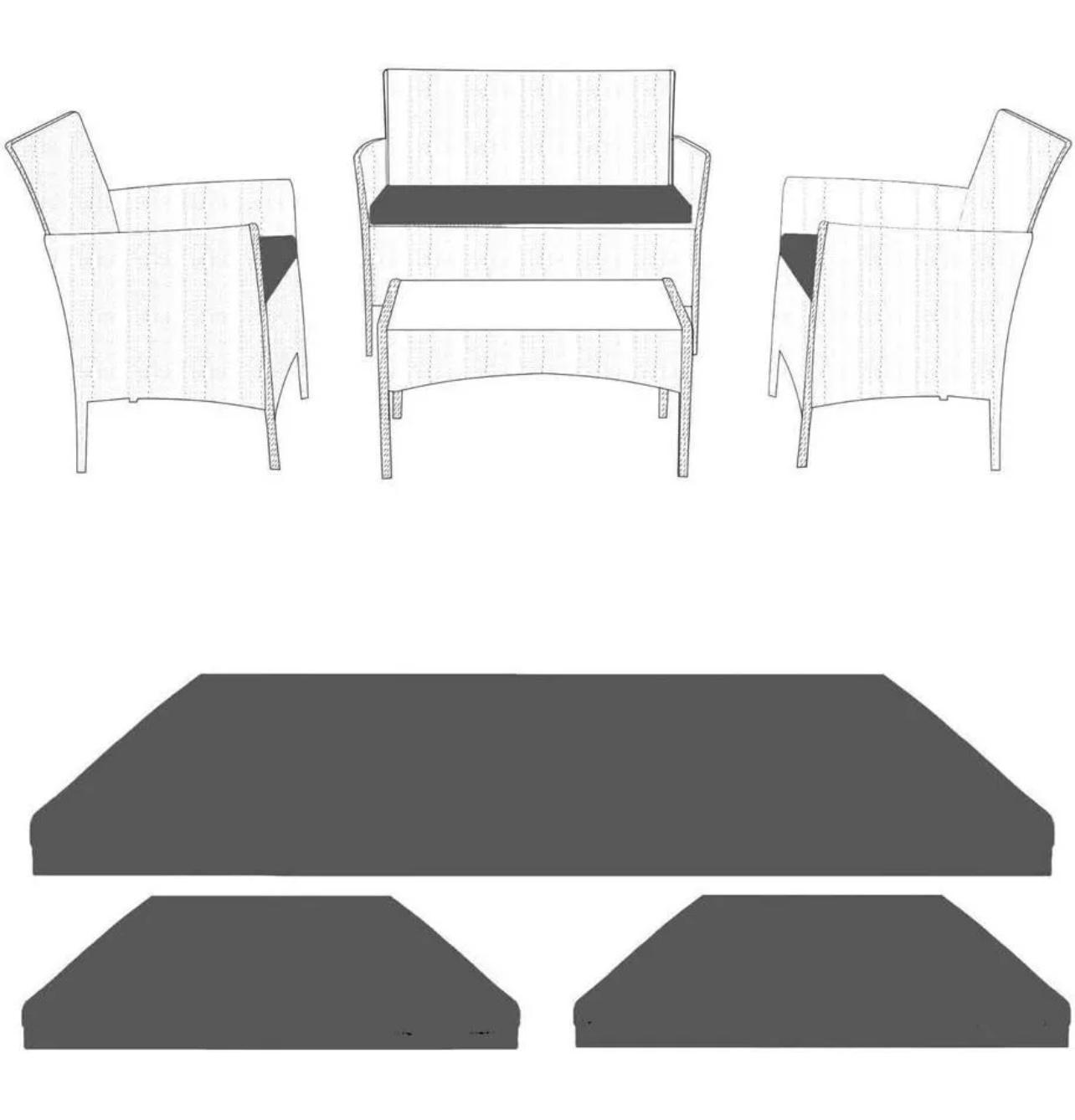 Premium 3-Piece Rattan Chair Cushion Set | Garden Sofa Seat Pads | Outdoor Furniture Replacement | Waterproof, Durable, and Made in England