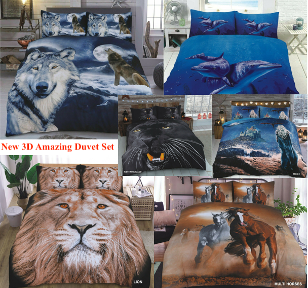 Game of Thrones 3D Duvet Set with Multi Horses, Lion, Dolphin and King in the North