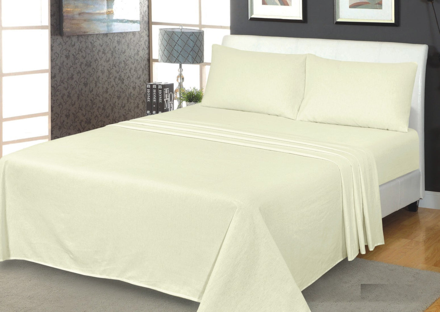 100% Soft Brushed Cotton Thermal Flannelette Extra Deep Sheet Fitted, Matching Flat Sheet with Pillowcases