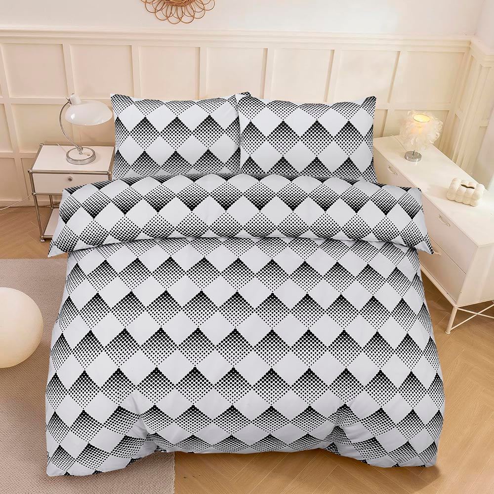Modern Polycotton Printed Duvet Cover Set with Pillowcases, 26 Designs, Single/Double/King/Super King, Machine Washable