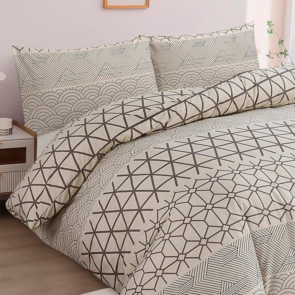 Modern Polycotton Printed Duvet Cover Set with Pillowcases, 26 Designs, Single/Double/King/Super King, Machine Washable