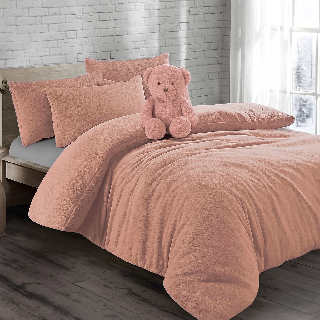 Genuine Teddy Bear Soft Cosy & Warm Fleece Duvet Set – Feel like Lamb Wool