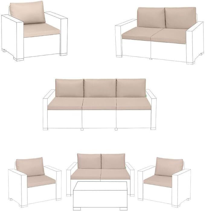 Garden Sofa Armchair Cushion Pads for Keter Allibert California and Rattan Garden Furniture
