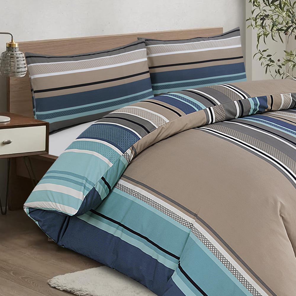 Modern Polycotton Printed Duvet Cover Set with Pillowcases, 26 Designs, Single/Double/King/Super King, Machine Washable