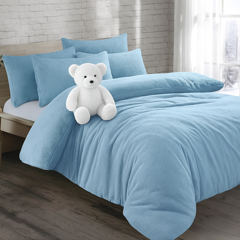 Genuine Teddy Bear Soft Cosy & Warm Fleece Duvet Set – Feel like Lamb Wool
