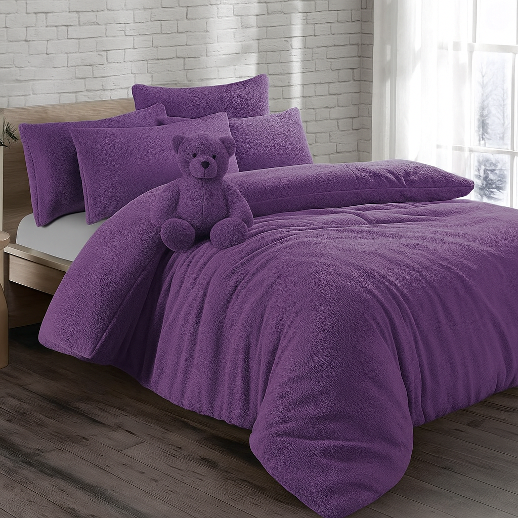 Genuine Teddy Bear Soft Cosy & Warm Fleece Duvet Set – Feel like Lamb Wool