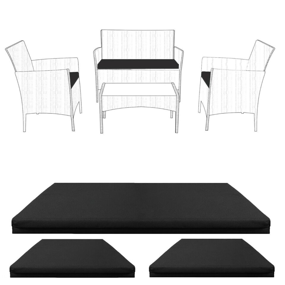 Premium 3-Piece Rattan Chair Cushion Set | Garden Sofa Seat Pads | Outdoor Furniture Replacement | Waterproof, Durable, and Made in England
