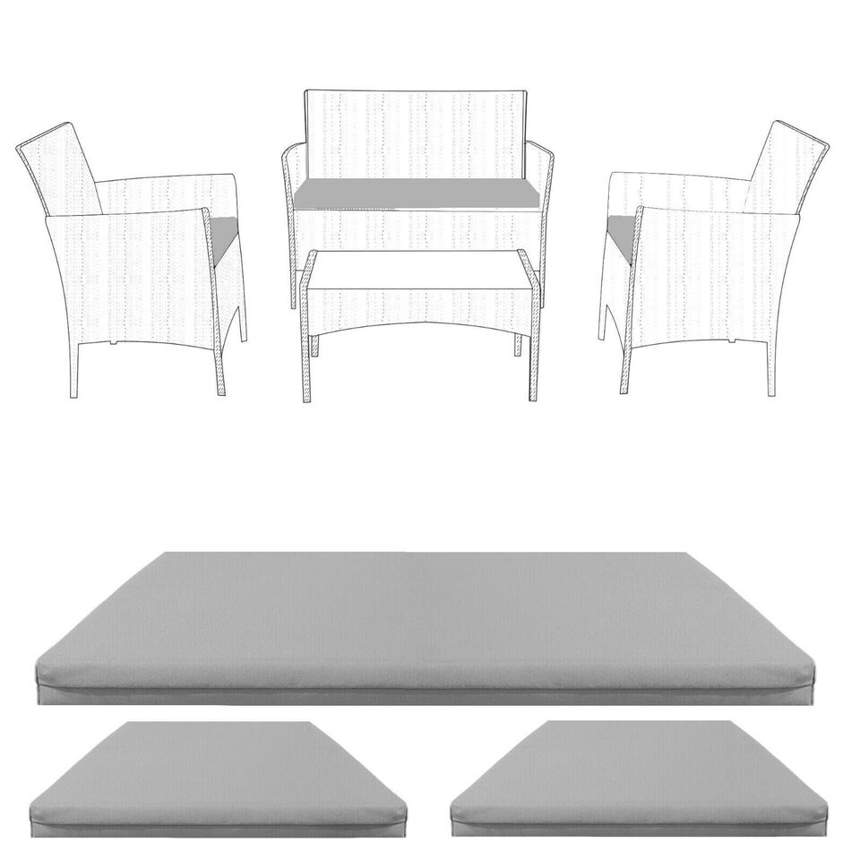Premium 3-Piece Rattan Chair Cushion Set | Garden Sofa Seat Pads | Outdoor Furniture Replacement | Waterproof, Durable, and Made in England