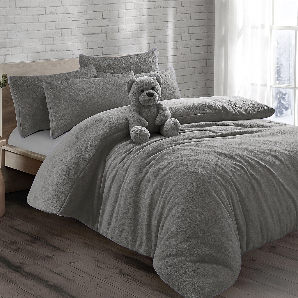 Genuine Teddy Bear Soft Cosy & Warm Fleece Duvet Set – Feel like Lamb Wool