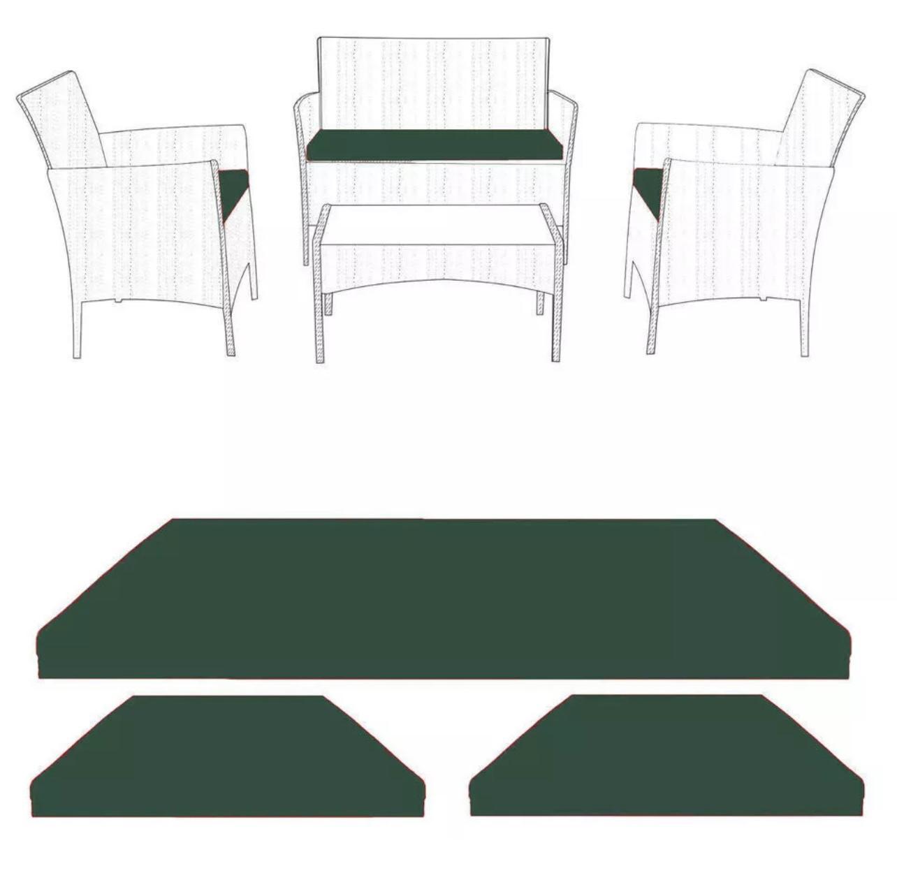 Premium 3-Piece Rattan Chair Cushion Set | Garden Sofa Seat Pads | Outdoor Furniture Replacement | Waterproof, Durable, and Made in England