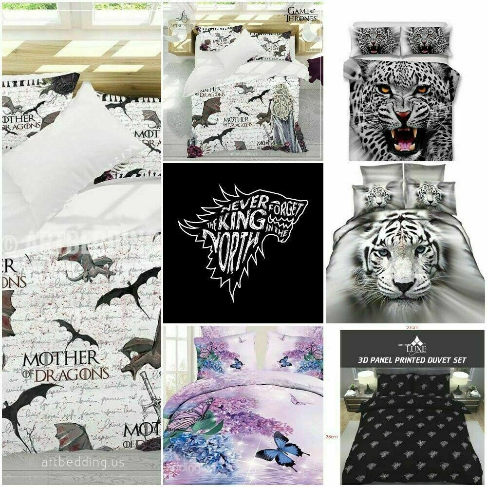 Game of Thrones 3D Duvet Set with Multi Horses, Lion, Dolphin and King in the North
