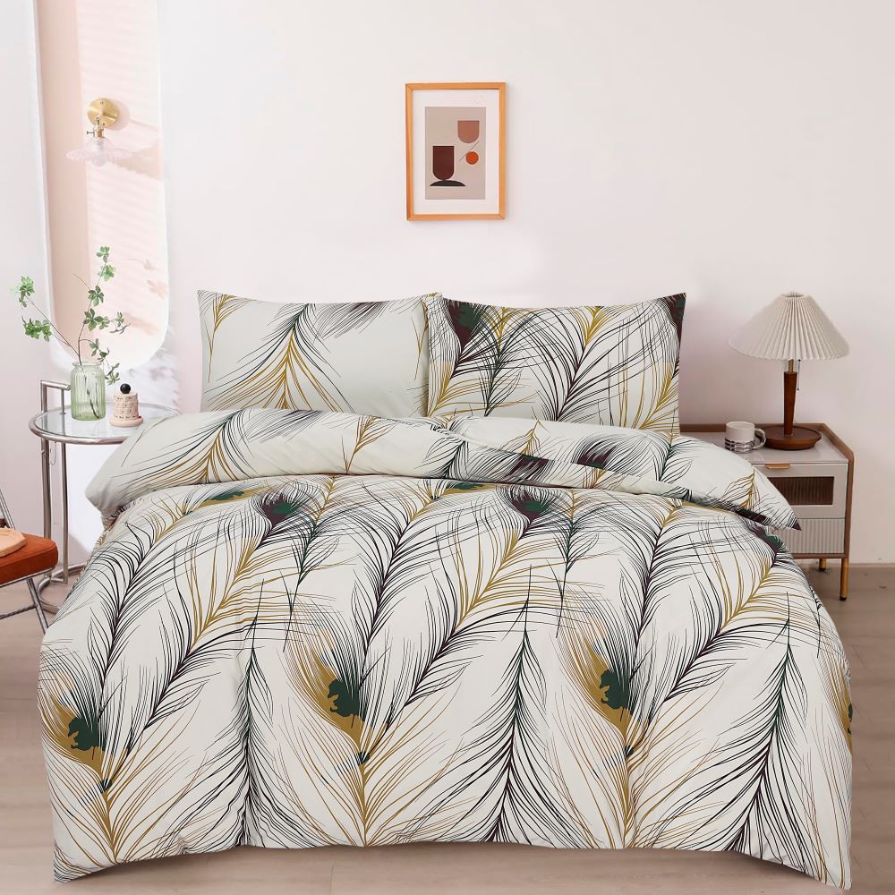 Modern Polycotton Printed Duvet Cover Set with Pillowcases, 26 Designs, Single/Double/King/Super King, Machine Washable
