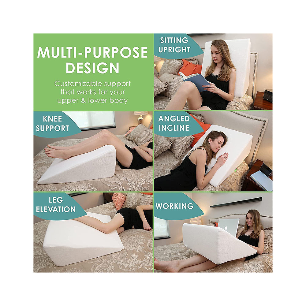 Northern Luxe Wedge Pillow – Acid Reflux Pain Support, Reduce Neck and Back Pain, Snoring, and Respiratory Problems – Bamboo Removable Zip Cover