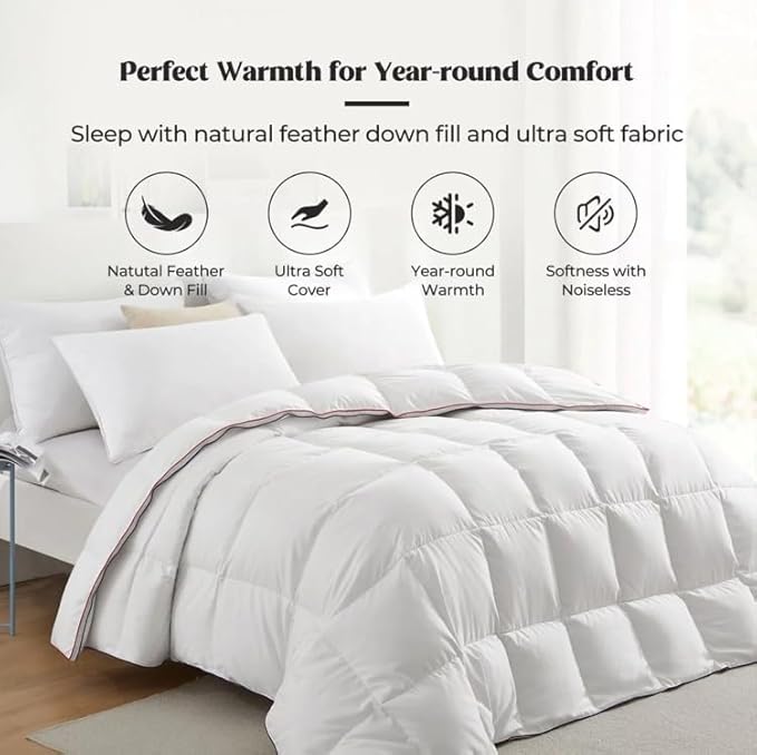 Luxury Duck Feather & Down Anti-dust Mite Duvet - Thermal Box Stitching Hotel Quality Warm Comfy Breathable Quilt 13.5/15 Tog - Single/Double/King and Super King