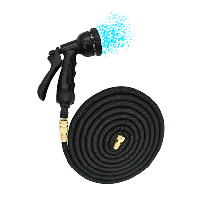 Expandable Garden Water Hose with 8-Function Spray Nozzle, Leakproof with Solid Brass Connector