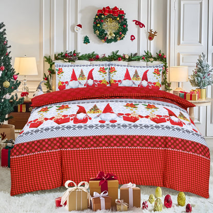 Luxurious Christmas Duvet Cover Sets 3D Xmax Design with Pillowcases Soft Fabric, Santa Claus, Festive Season, Snowman & Christmas Greetings