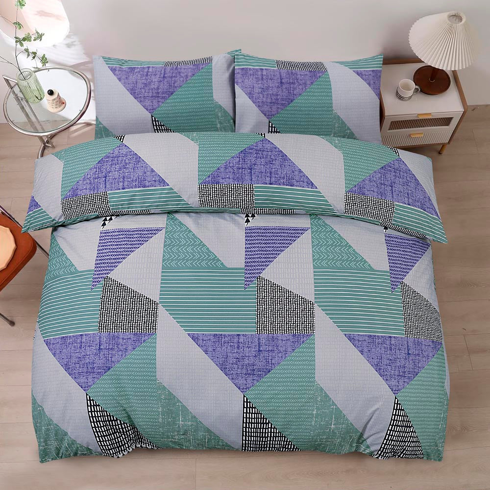 Modern Polycotton Printed Duvet Cover Set with Pillowcases, 26 Designs, Single/Double/King/Super King, Machine Washable