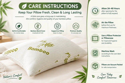 Pack Of 2 Bamboo Pillows Anti-Allergy Bed Pillows for Back And Neck Support