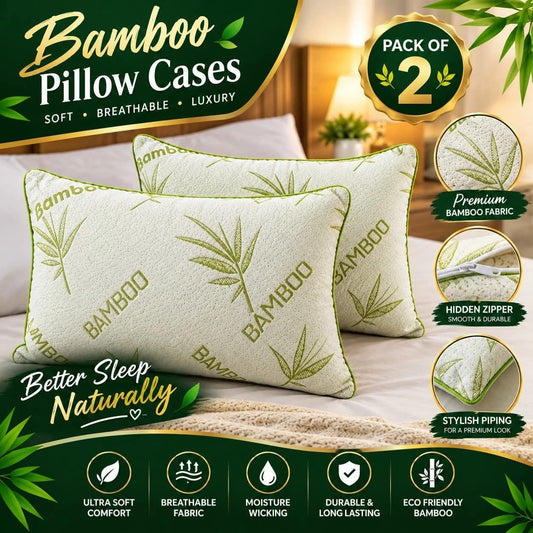 Pack Of 2 Bamboo Pillows Anti-Allergy Bed Pillows for Back And Neck Support