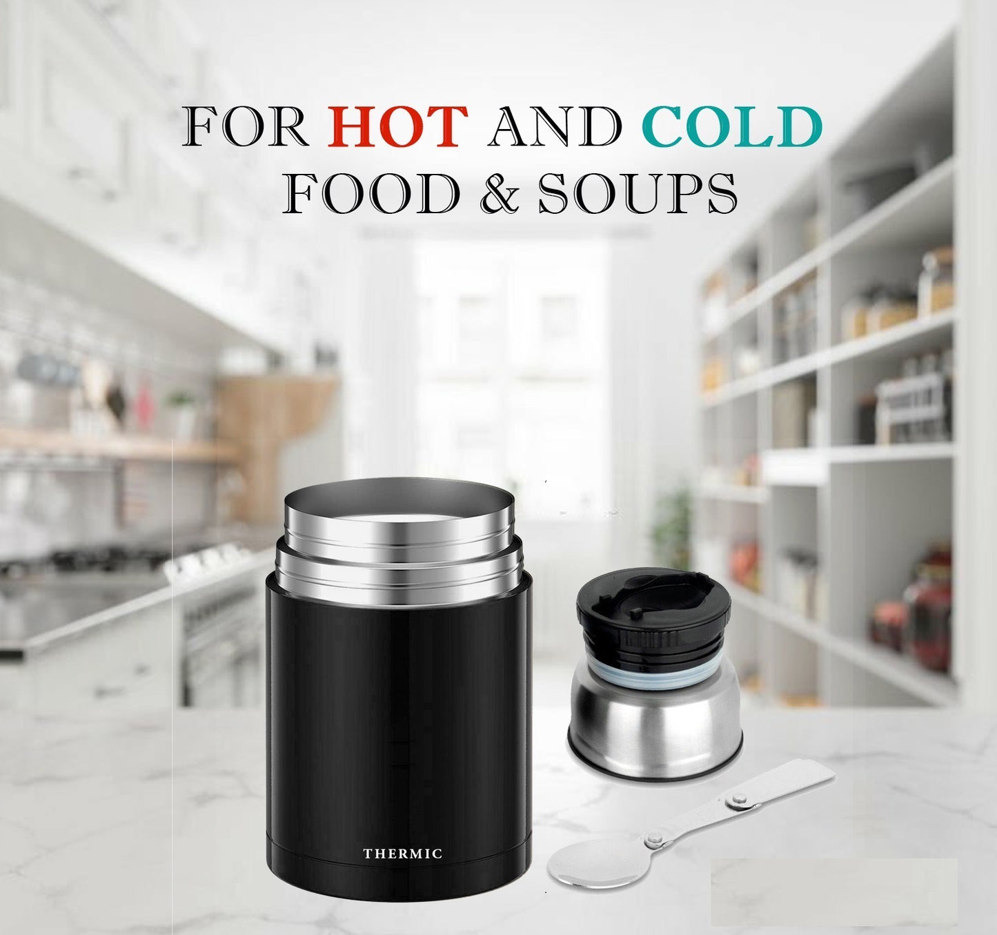Multi Purpose 500ml Stainless Steel Vacuum Insulated Food Flask with Spoon