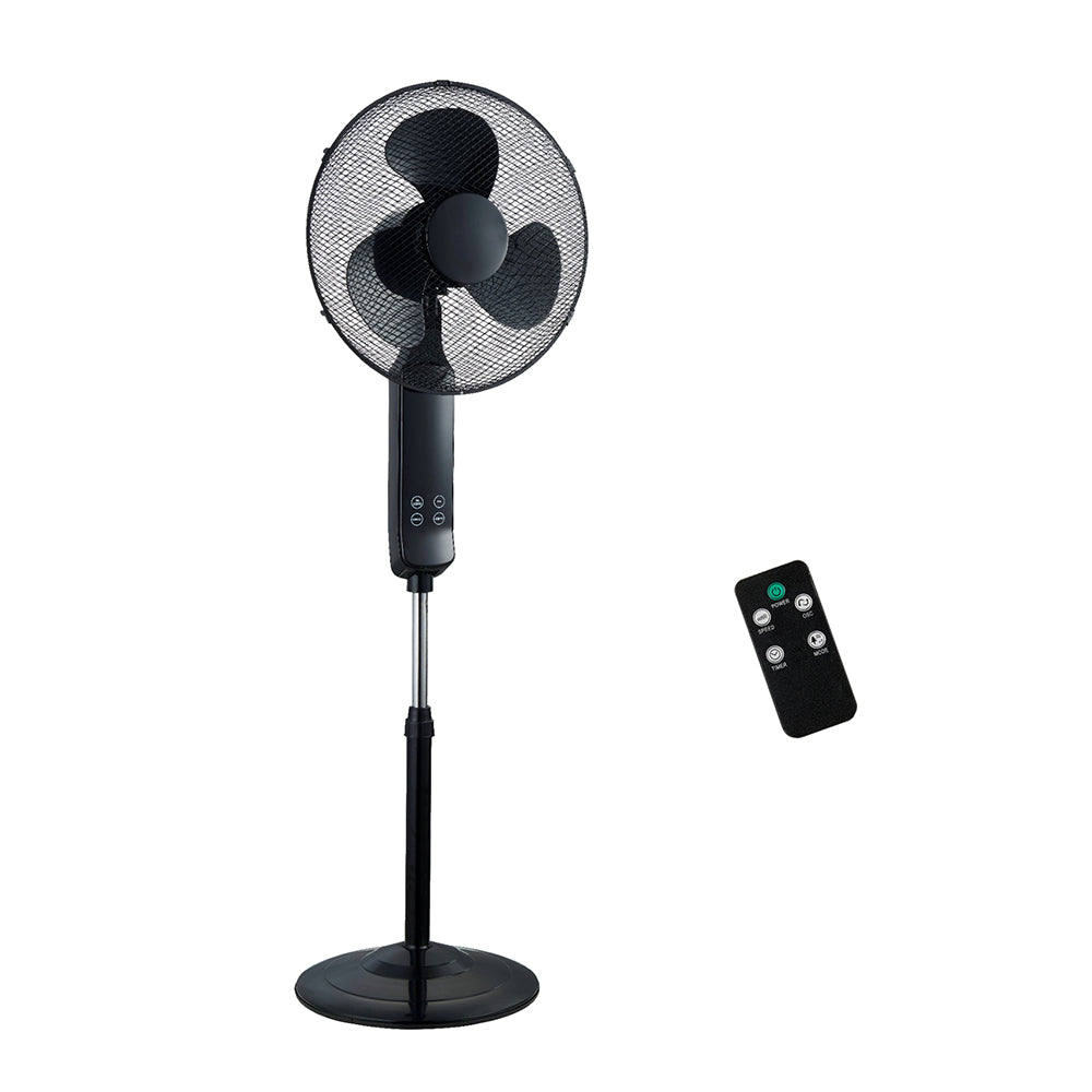 16″ Pedestal Oscillating Standing Cooling Fan with Remote Control and Timer – Black and White