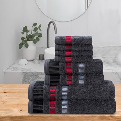 8-Piece Bale Set LA Style Towels  - Soft, Plush, and Fluffy 100% Woven Cotton - Versatile Sizes - Elegant Design - Hand, Face and Bath Towels