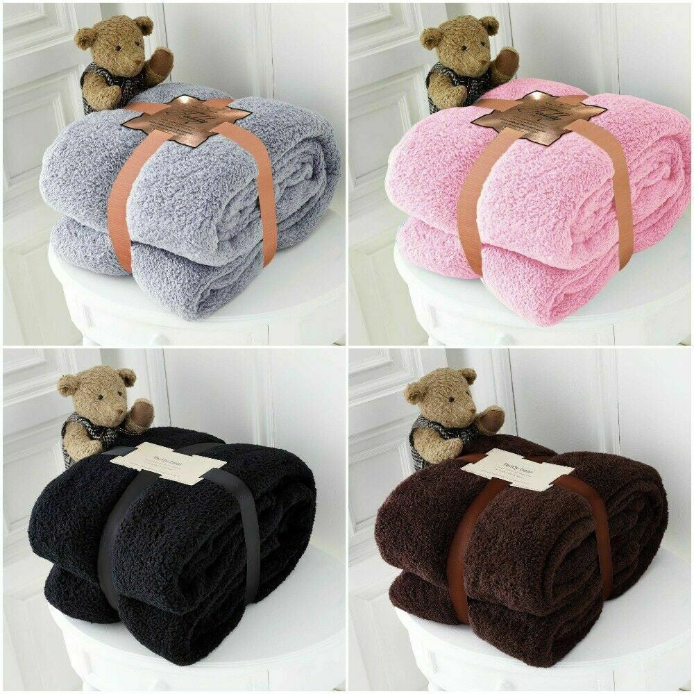 Super Soft Luxury Teddy Bear Fleece Throw Blanket - Large Bedspread