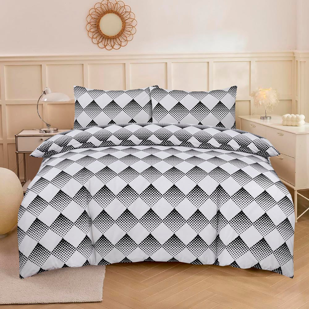 Modern Polycotton Printed Duvet Cover Set with Pillowcases, 26 Designs, Single/Double/King/Super King, Machine Washable