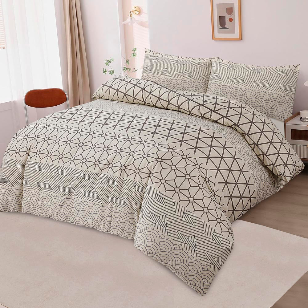 Modern Polycotton Printed Duvet Cover Set with Pillowcases, 26 Designs, Single/Double/King/Super King, Machine Washable