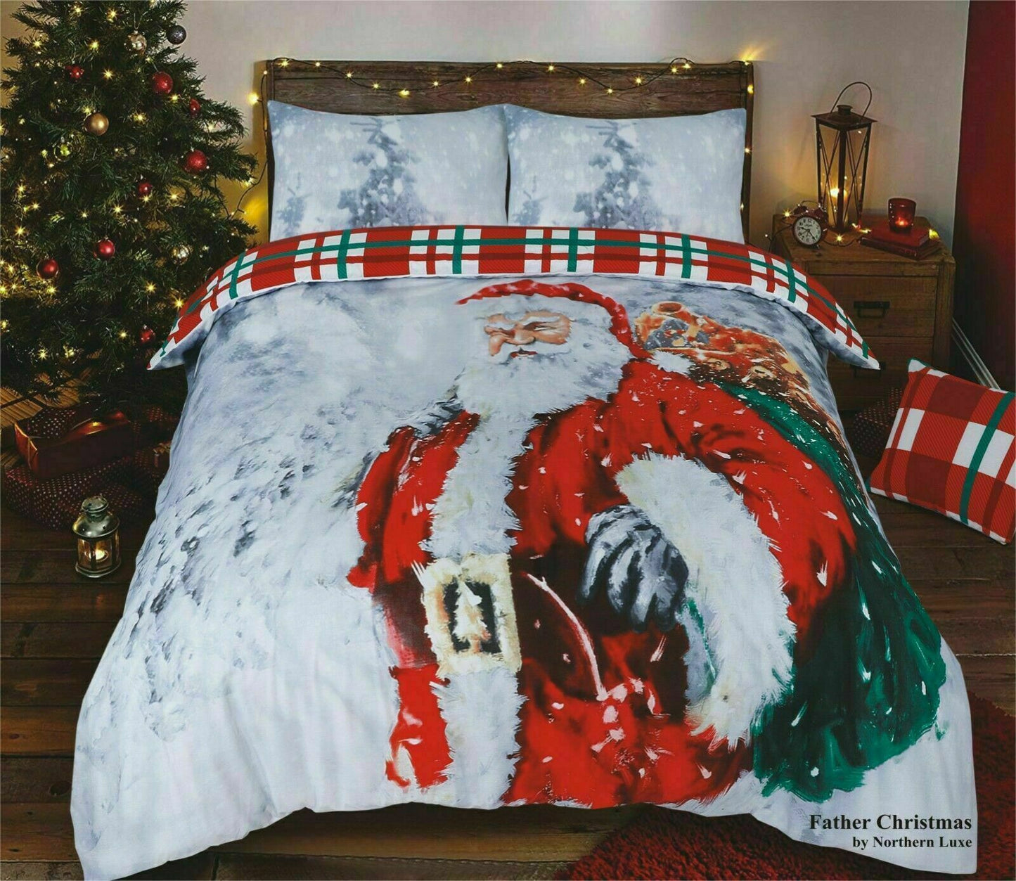 Luxurious Christmas Duvet Cover Sets 3D Xmax Design with Pillowcases Soft Fabric, Santa Claus, Festive Season, Snowman & Christmas Greetings