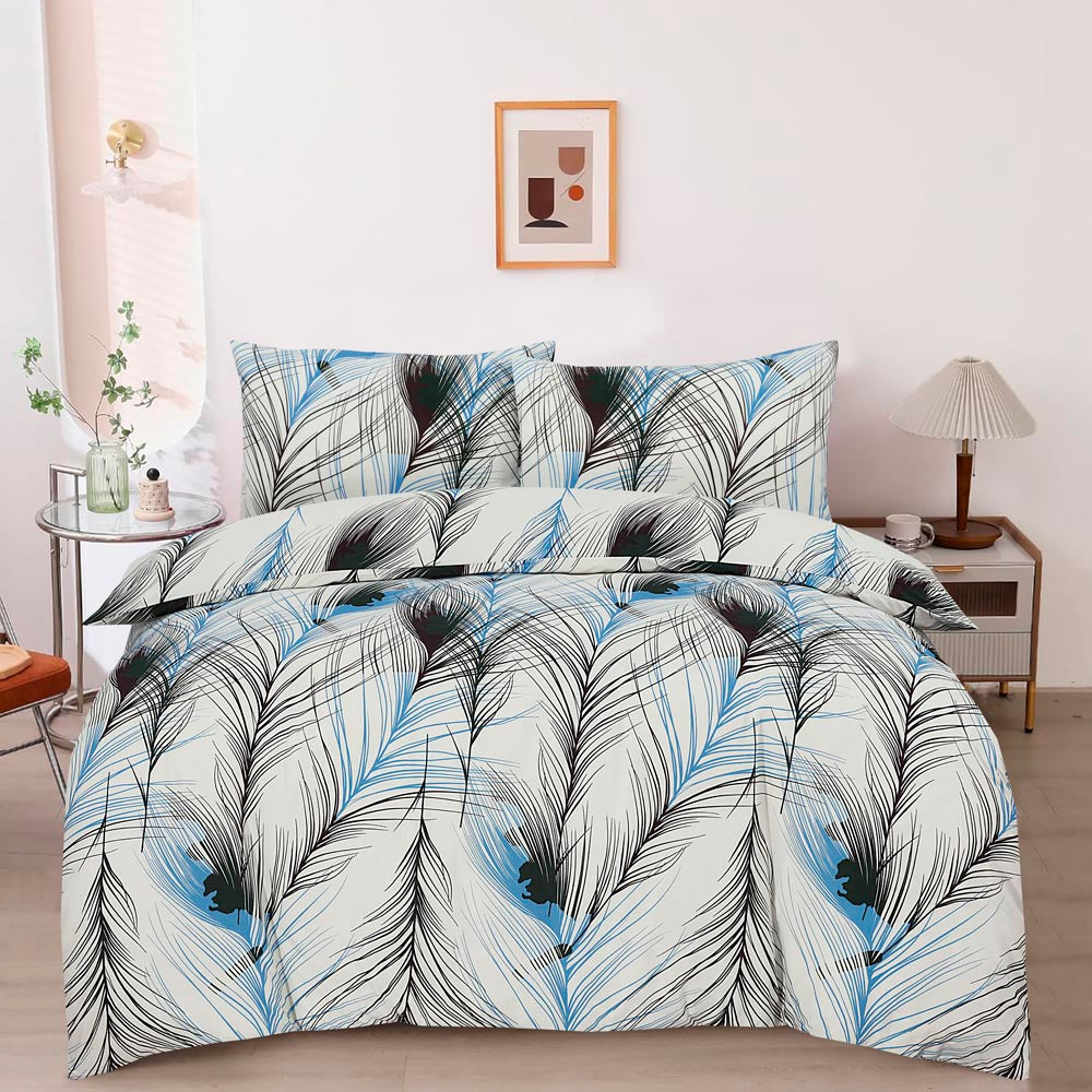 Modern Polycotton Printed Duvet Cover Set with Pillowcases, 26 Designs, Single/Double/King/Super King, Machine Washable