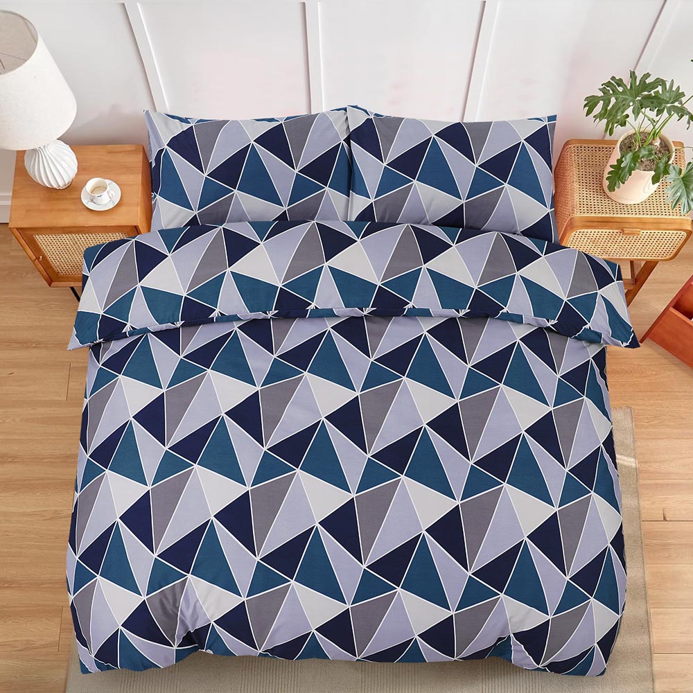 Modern Polycotton Printed Duvet Cover Set with Pillowcases, 26 Designs, Single/Double/King/Super King, Machine Washable