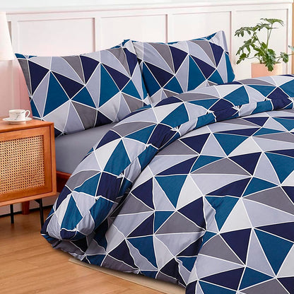 Modern Polycotton Printed Duvet Cover Set with Pillowcases, 26 Designs, Single/Double/King/Super King, Machine Washable