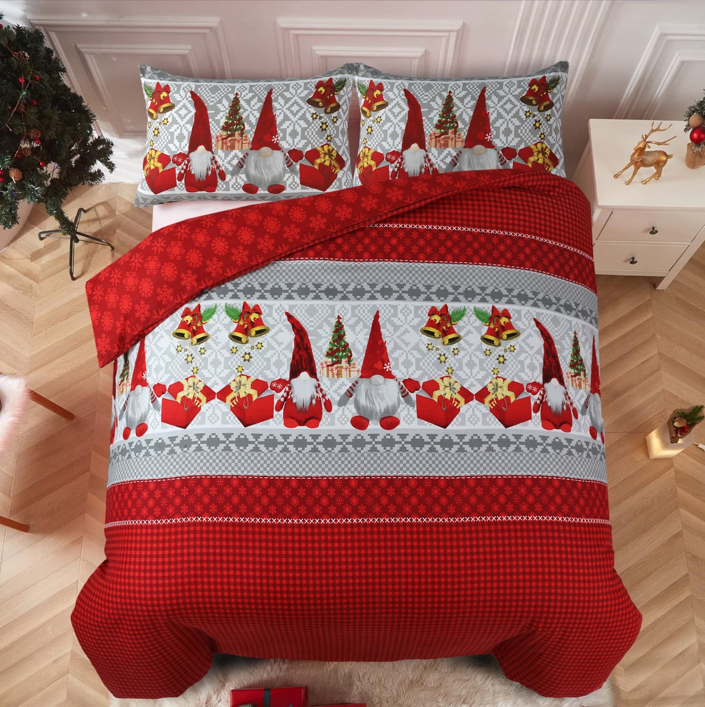 Luxurious Christmas Duvet Cover Sets 3D Xmax Design with Pillowcases Soft Fabric, Santa Claus, Festive Season, Snowman & Christmas Greetings