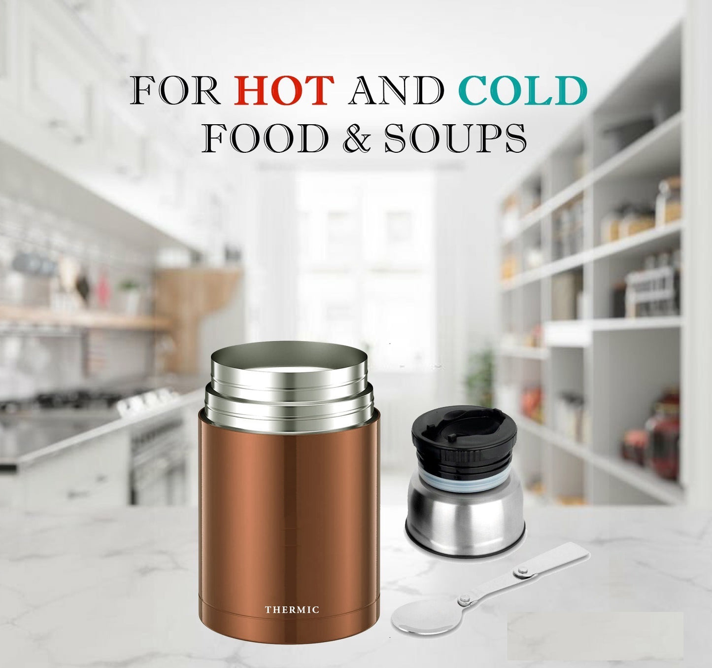 Multi Purpose 500ml Stainless Steel Vacuum Insulated Food Flask with Spoon