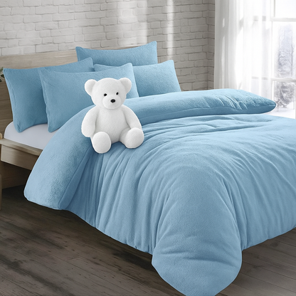 Genuine Teddy Bear Soft Cosy & Warm Fleece Duvet Set – Feel like Lamb Wool