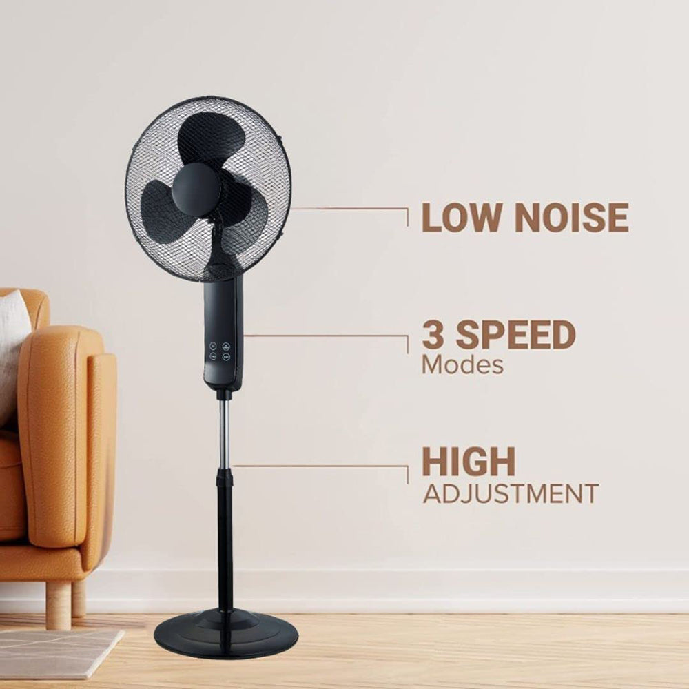 16″ Pedestal Oscillating Standing Cooling Fan with Remote Control and Timer – Black and White