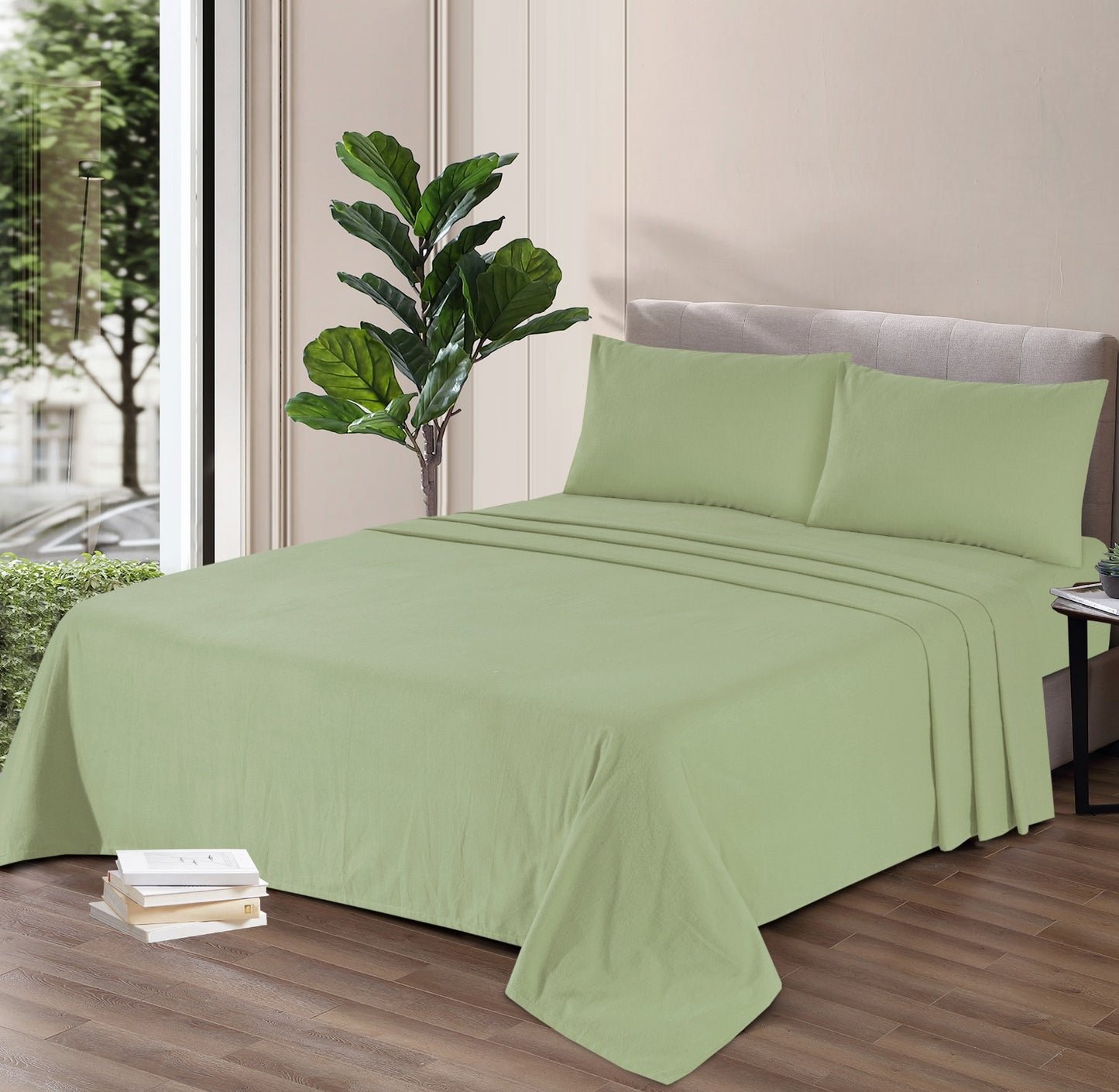 100% Soft Brushed Cotton Thermal Flannelette Extra Deep Sheet Fitted with matching Pillowcases