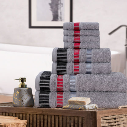 8-Piece Bale Set LA Style Towels  - Soft, Plush, and Fluffy 100% Woven Cotton - Versatile Sizes - Elegant Design - Hand, Face and Bath Towels