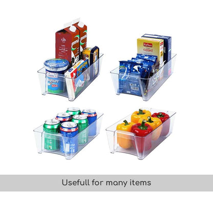 Pack of 6 Transparent Fridge Organiser Set - Trays & Boxes - Space Saving Storage Solutions