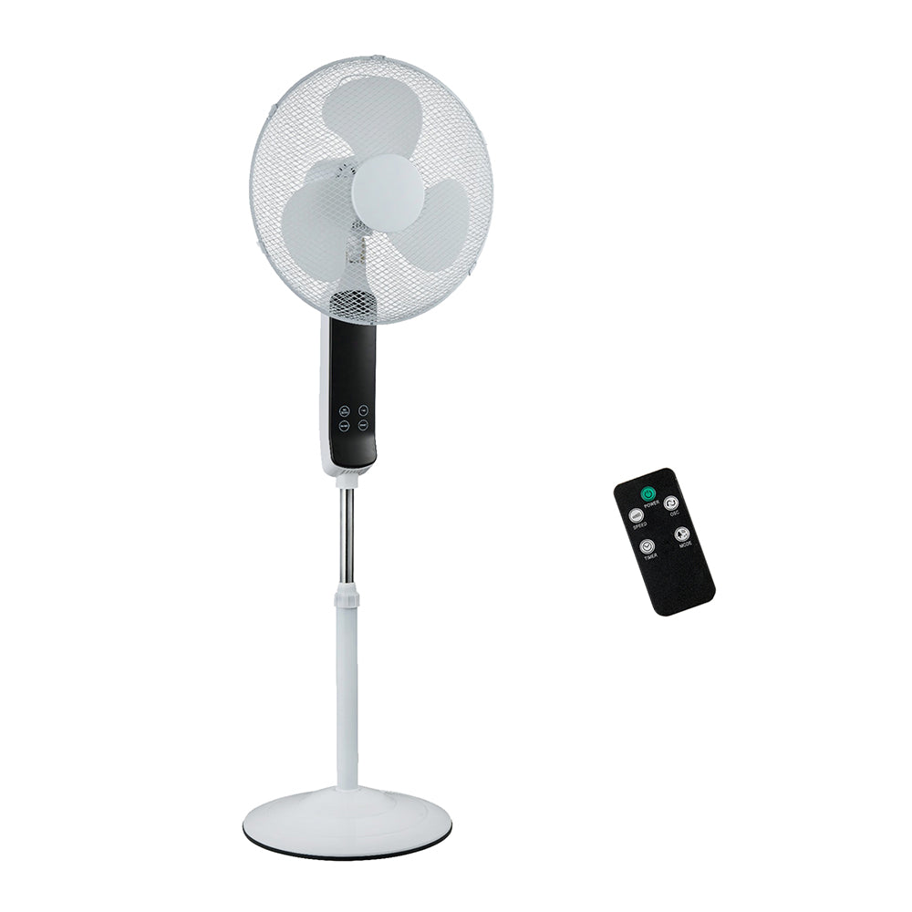 16″ Pedestal Oscillating Standing Cooling Fan with Remote Control and Timer – Black and White