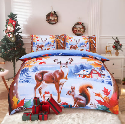 Luxurious Christmas Duvet Cover Sets 3D Xmax Design with Pillowcases Soft Fabric, Santa Claus, Festive Season, Snowman & Christmas Greetings