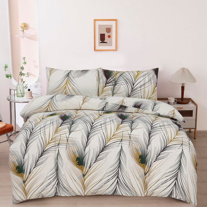 Modern Polycotton Printed Duvet Cover Set with Pillowcases, 26 Designs, Single/Double/King/Super King, Machine Washable