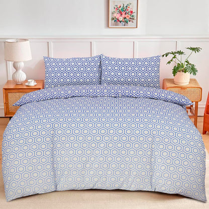 Modern Polycotton Printed Duvet Cover Set with Pillowcases, 26 Designs, Single/Double/King/Super King, Machine Washable