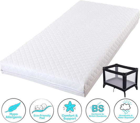 Northern Luxe Travel Cot Mattress fits Graco, Red Kite, Mothercare & many more  - Comfortable Baby Travel