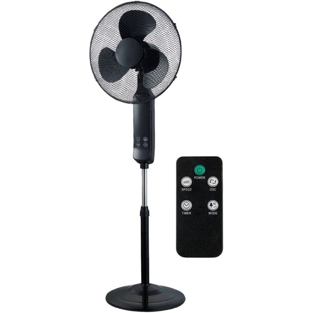 16″ Pedestal Oscillating Standing Cooling Fan with Remote Control and Timer – Black and White