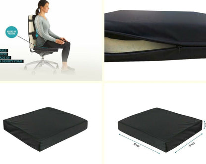 Wheel Chair Memory Foam Cushion for Comfort and Pressure Relief Removable Zip Cover