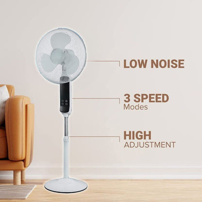 16″ Pedestal Oscillating Standing Cooling Fan with Remote Control and Timer – Black and White